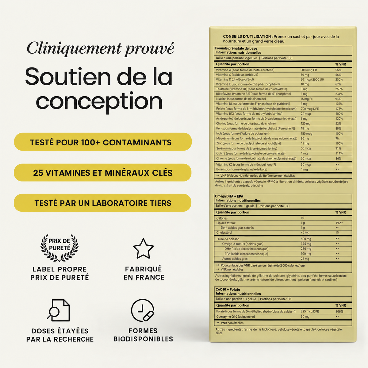Formule complète pack prénatal pour la fertilité féminine